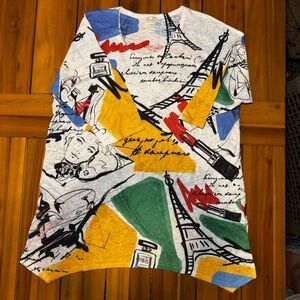 Et Lois Shirt Womens Large? Art to Wear Slub Paris Eiffel Tower Lipstick Perfume
